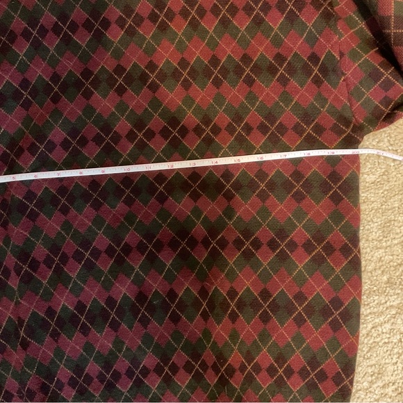 VINTAGE  DAD SWEATER RED ARGYLE WOOL SZ L - Picture 4 of 8